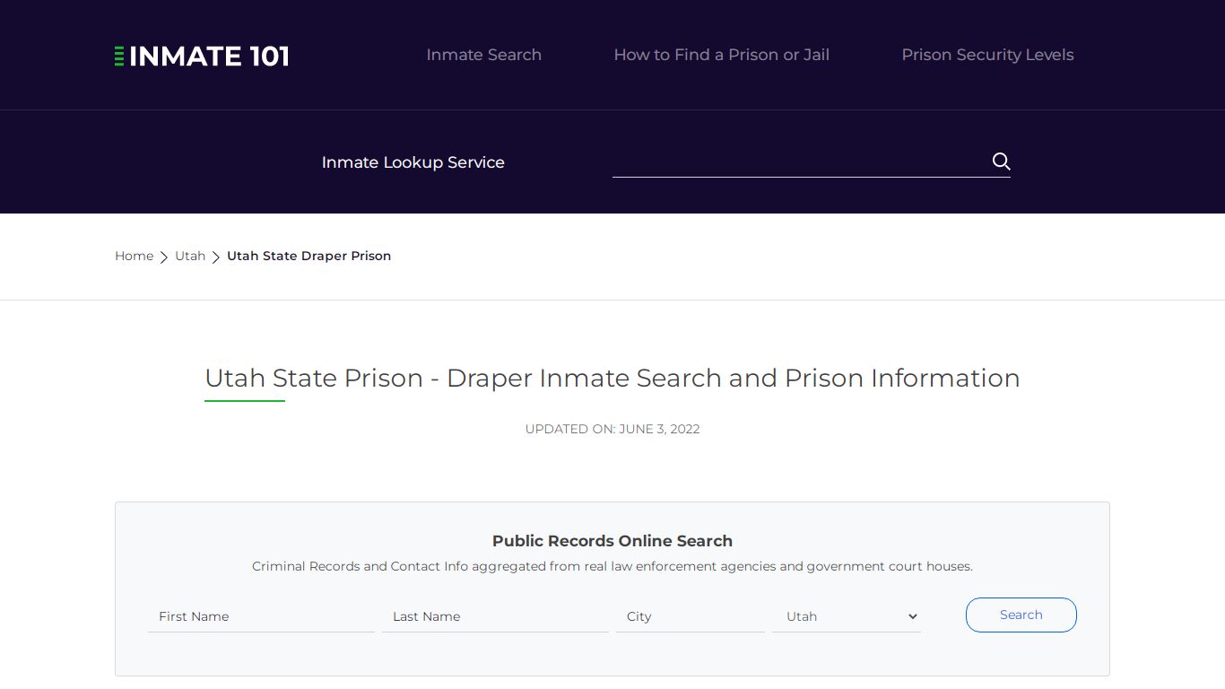 Utah State Prison - Draper Inmate Search, Visitation ...
